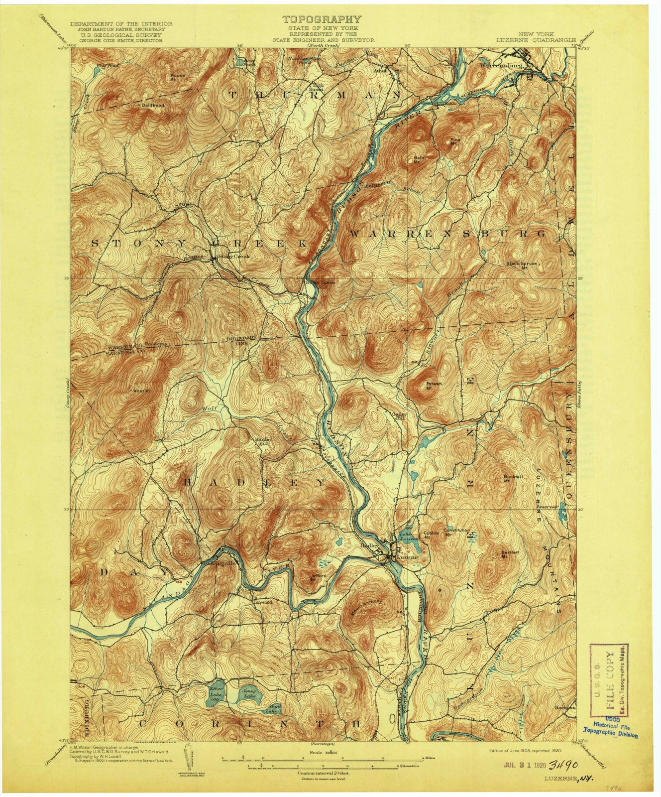 Topographic sheet covering Hadley Mountain Fire Observation Station, surveyed 1903