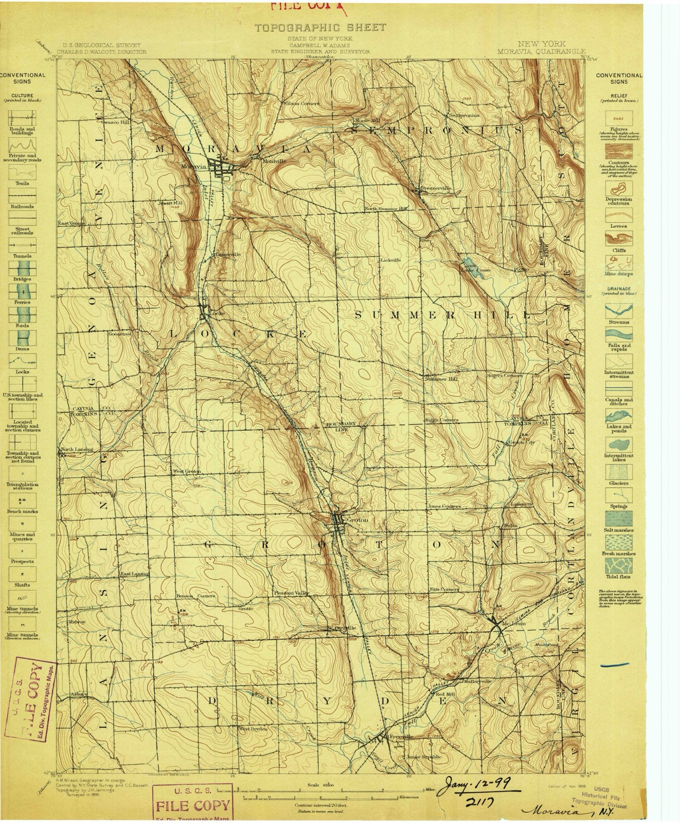 Topographic sheet of Head Corners, surveyed 1898