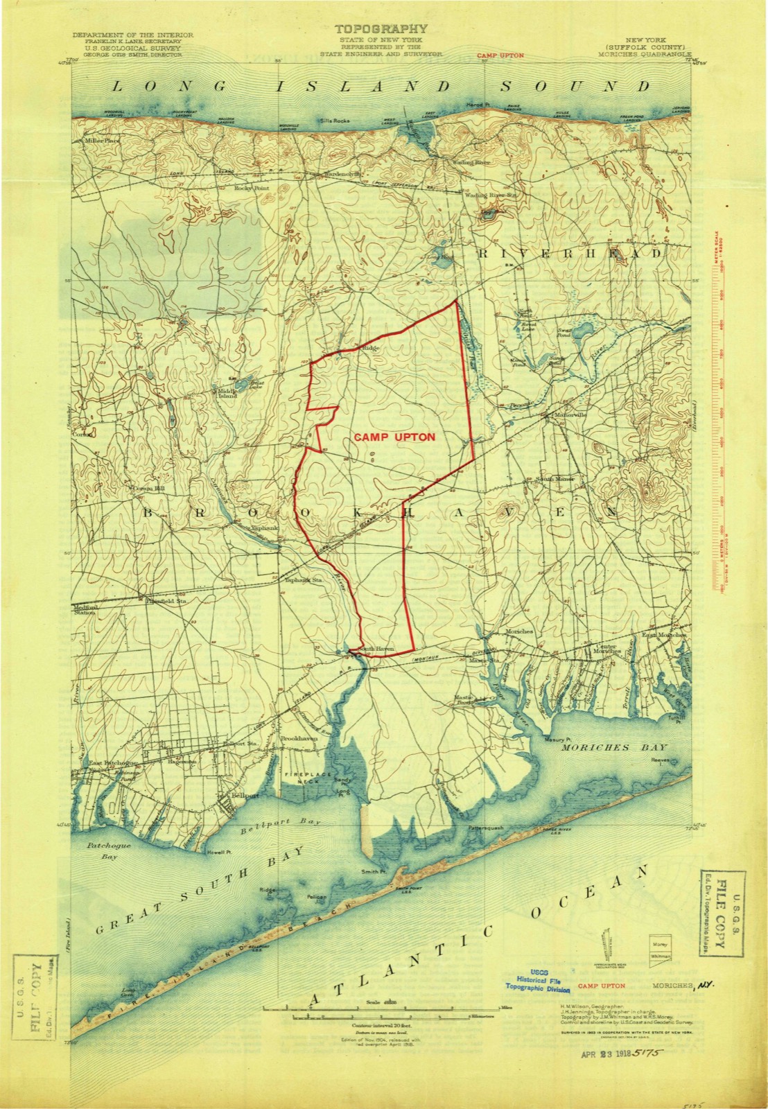 Topographic sheet of Mastic, surveyed 1904