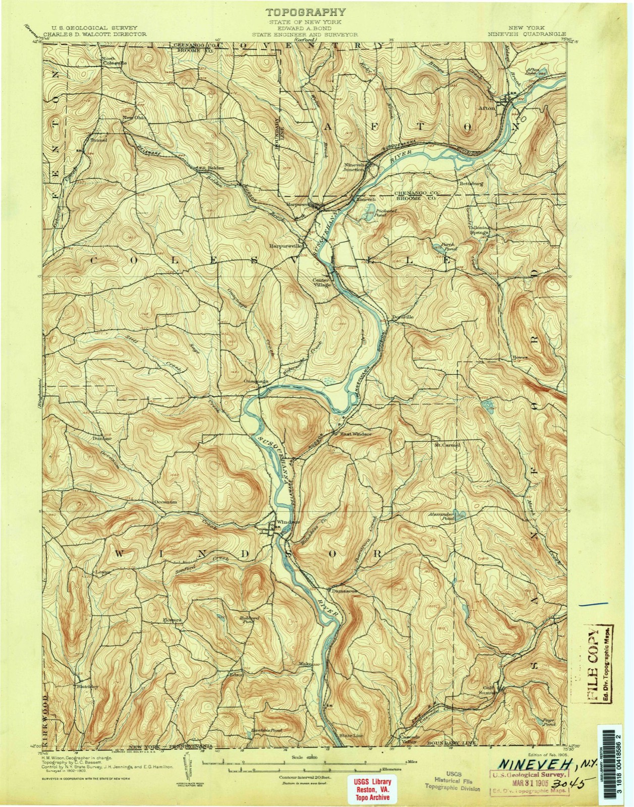 Topographic sheet of Nineveh Junction, surveyed 1905