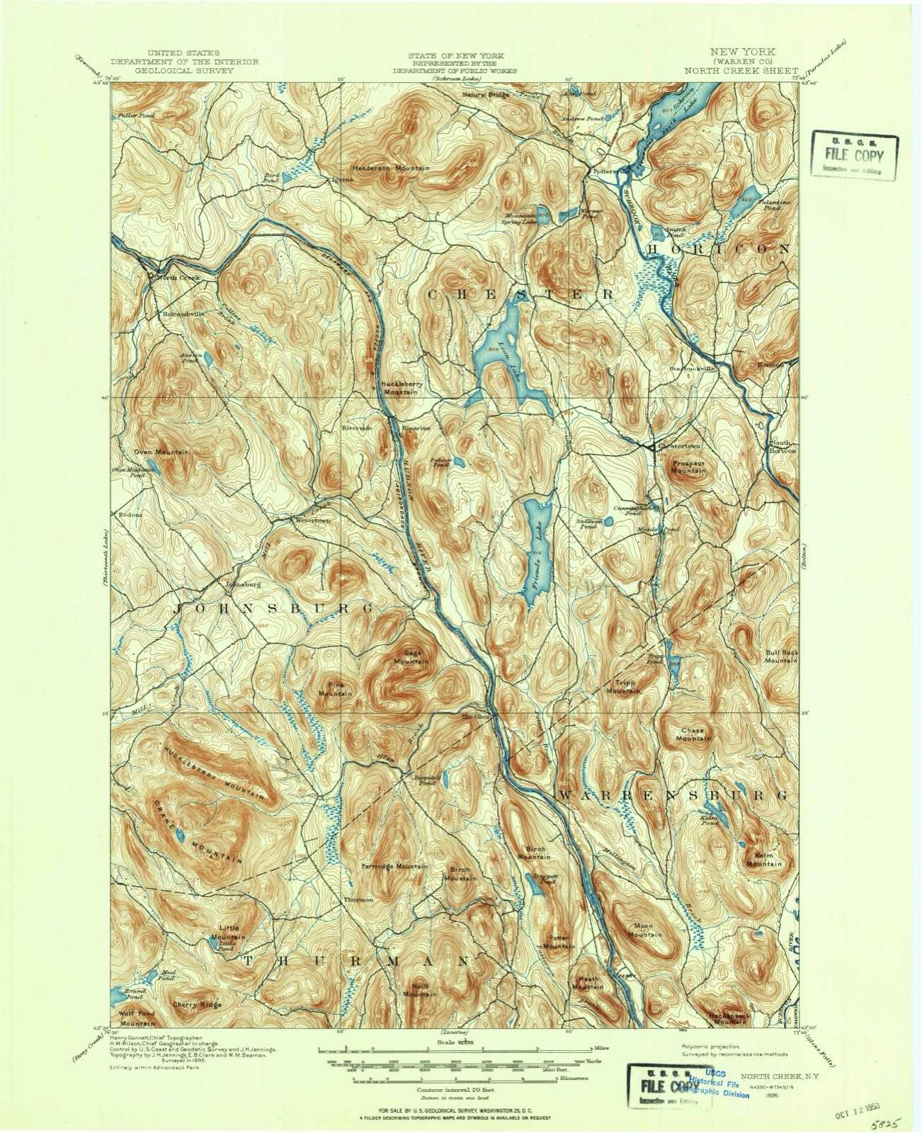 Topographic sheet of Thurman, surveyed 1895