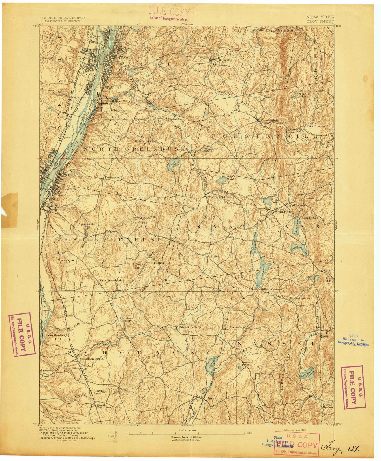 Topographic sheet of Van Allen Park, surveyed 1893