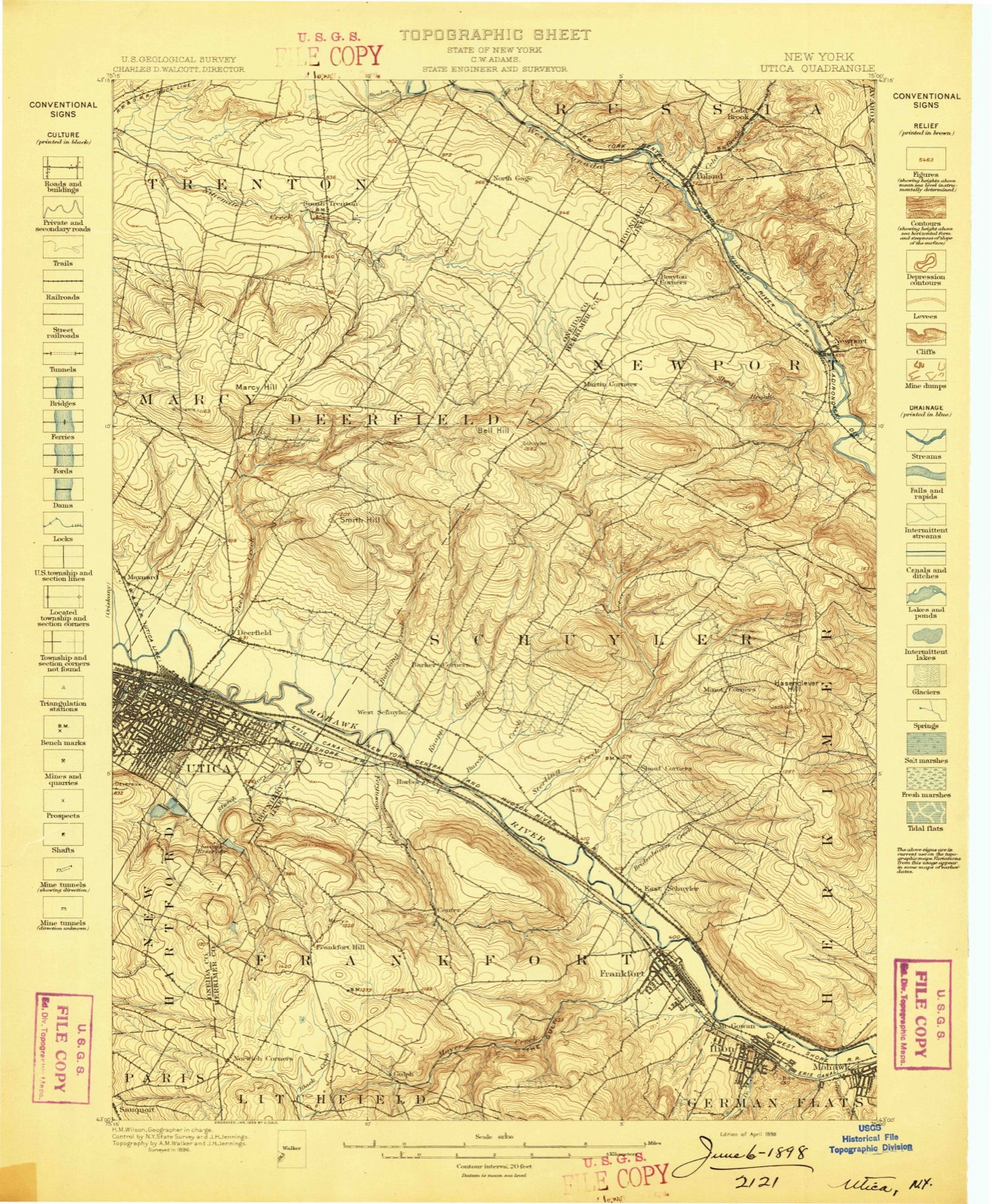 Topographic sheet of Cold Brook, surveyed 1898