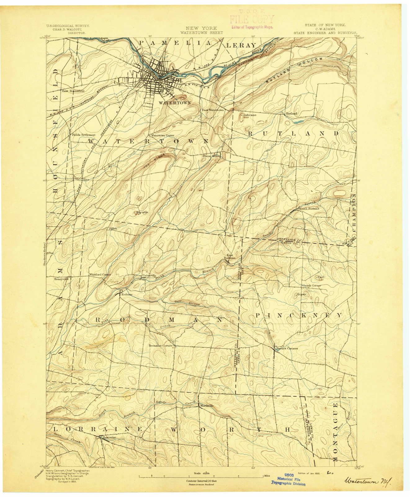Topographic sheet of Fields Settlement, surveyed 1895