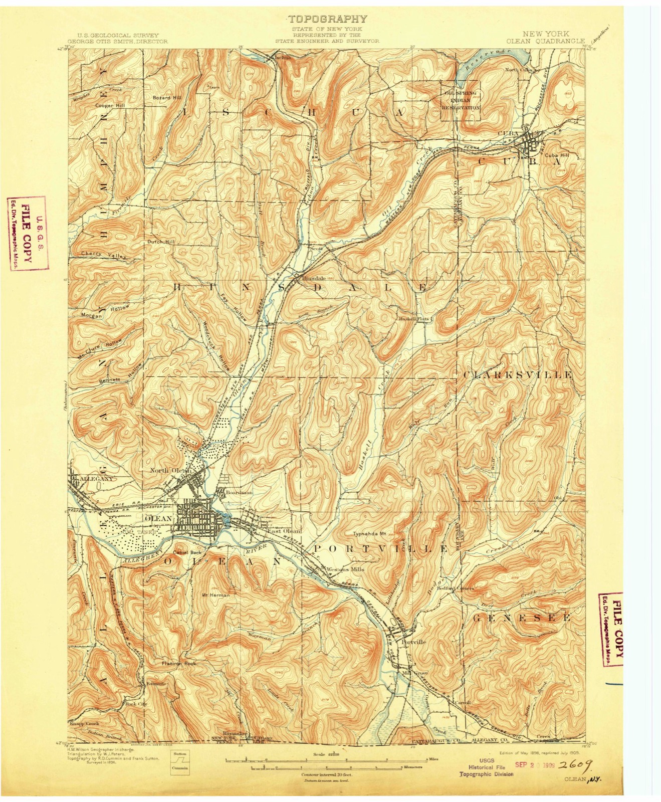 Topographic sheet of North Olean, surveyed 1898