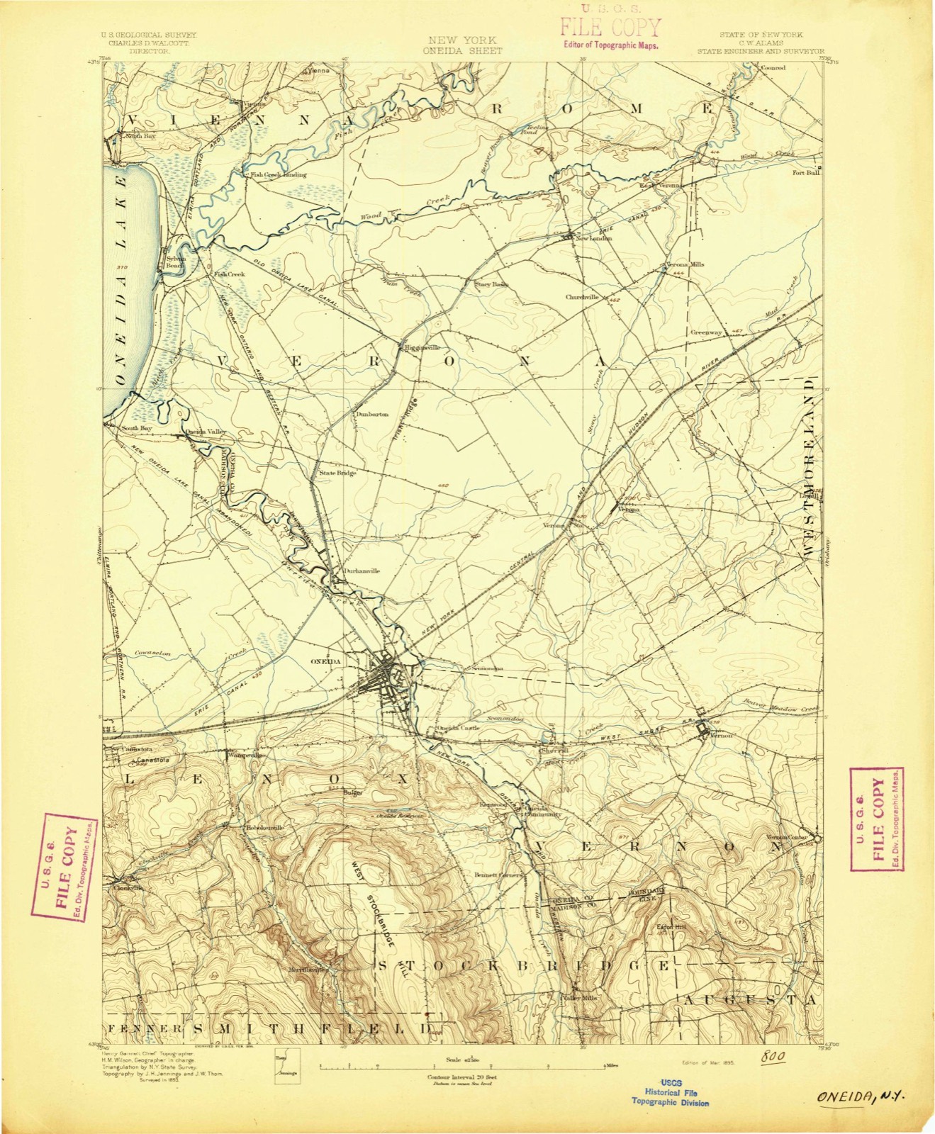 Topographic sheet of Oneida, surveyed 1895