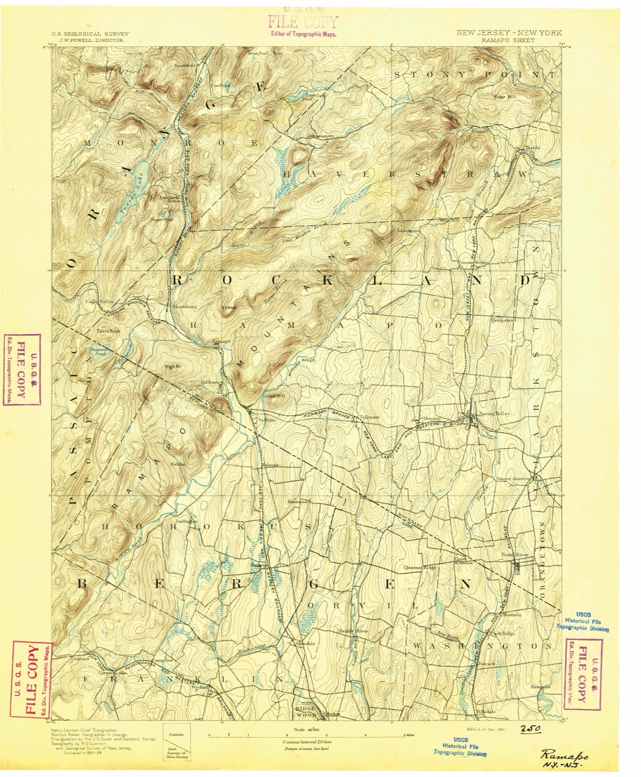 Topographic sheet of Southfields, surveyed 1891