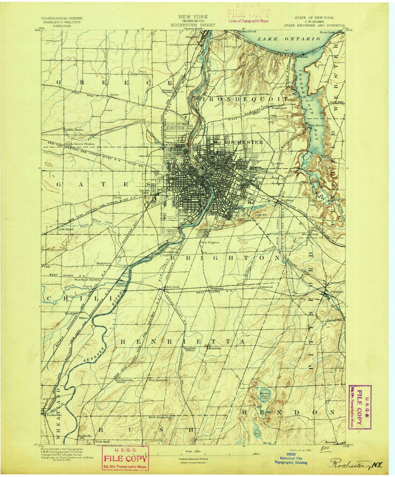 Topographic sheet of Bailey, surveyed 1895