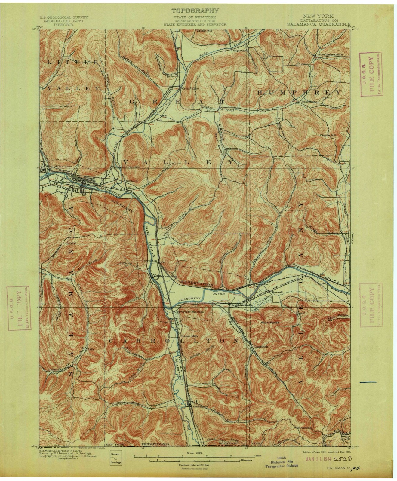 Topographic sheet of Humphrey Center, surveyed 1900