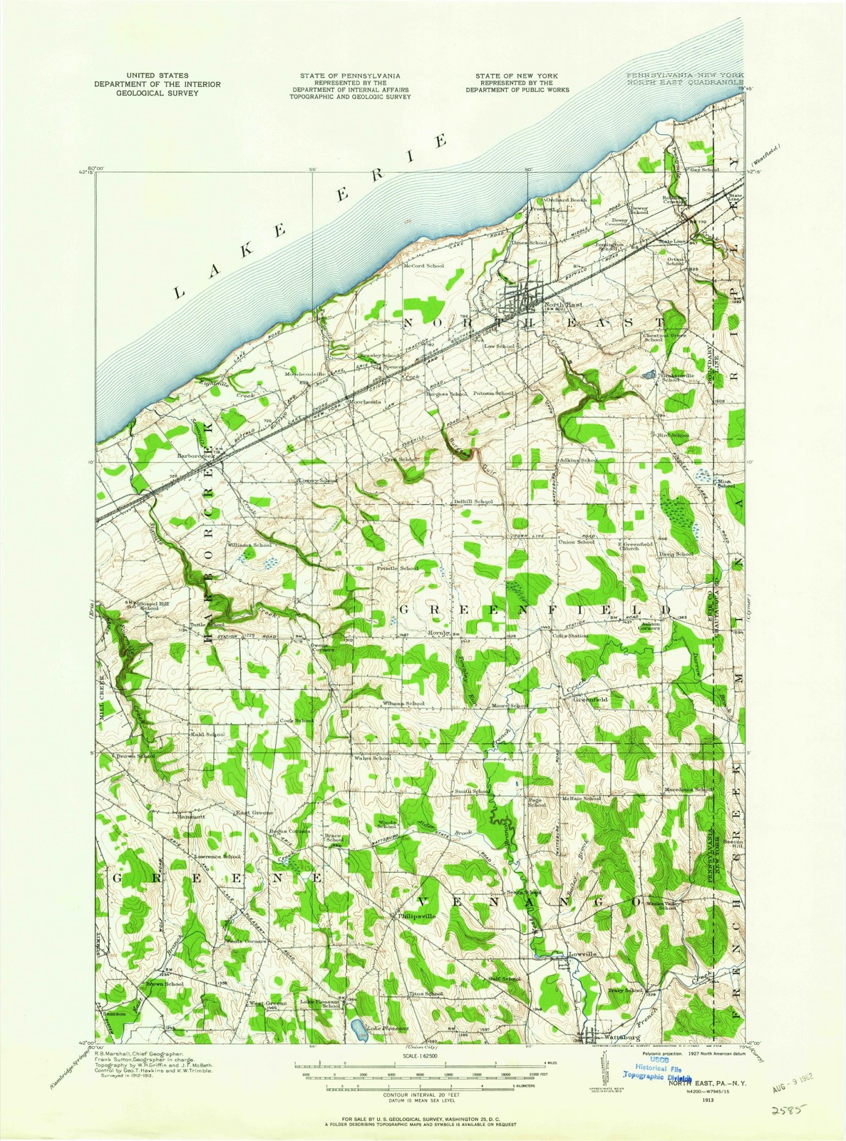 Topographic sheet of State Line, surveyed 1913