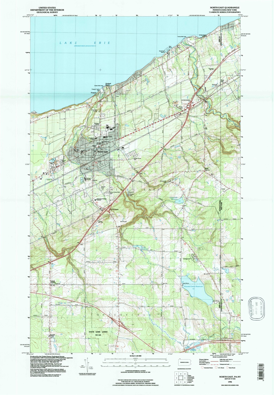 Topographic sheet of State Line, surveyed 1996