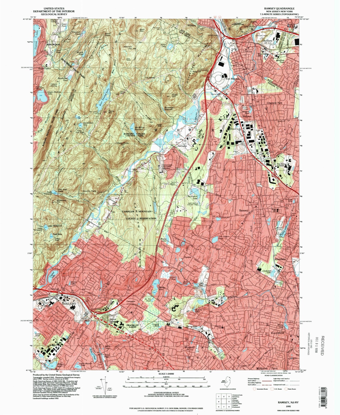 Topographic sheet covering Main School, surveyed 1995