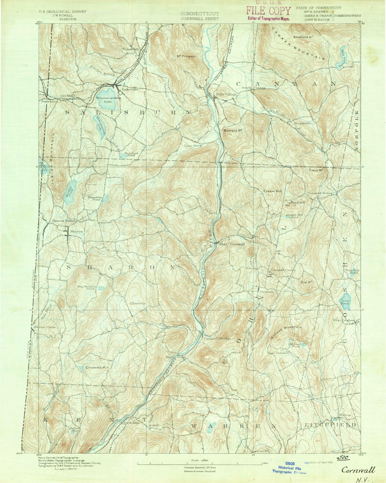 Topographic sheet of State Line, surveyed 1892