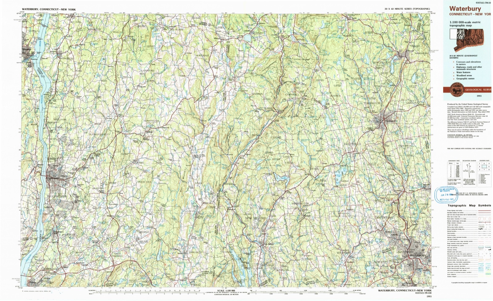 Topographic sheet of Millbrook, surveyed 1993