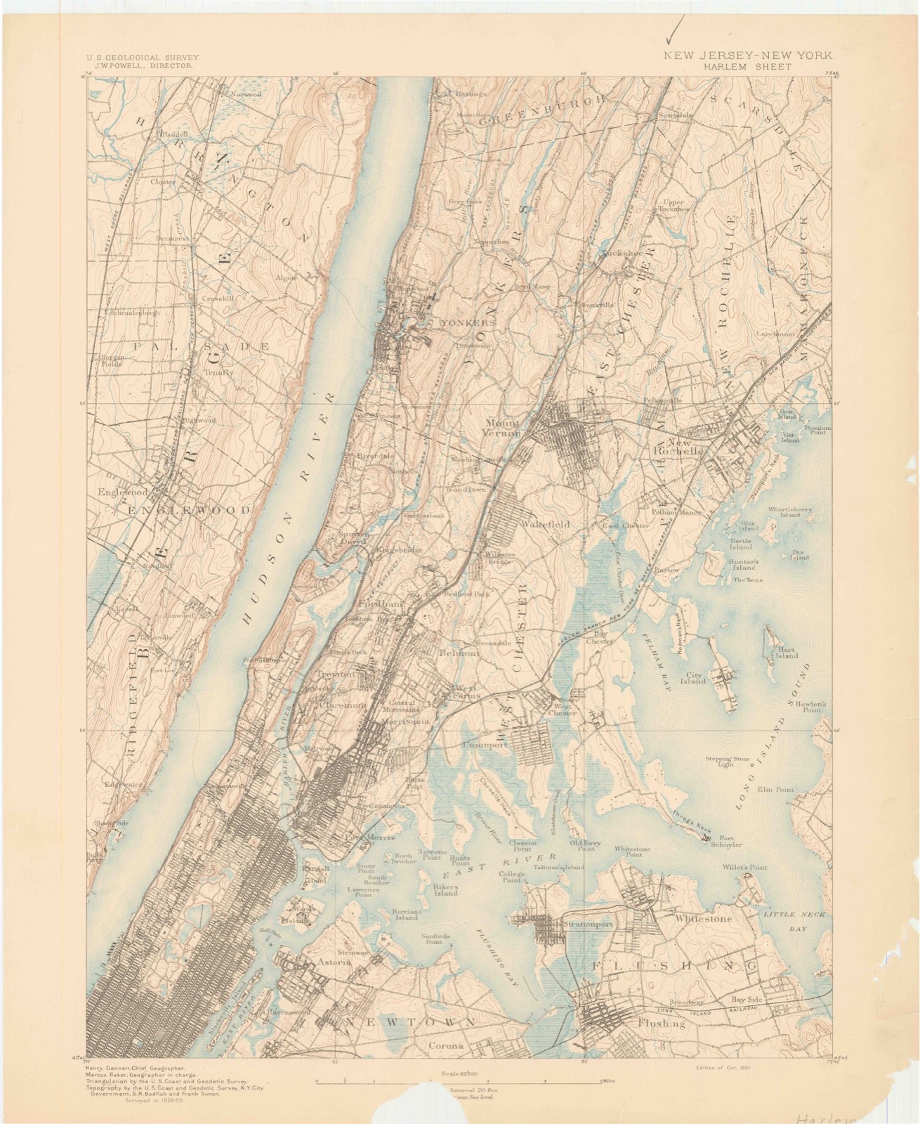 Topographic sheet of Whitestone, surveyed 1891
