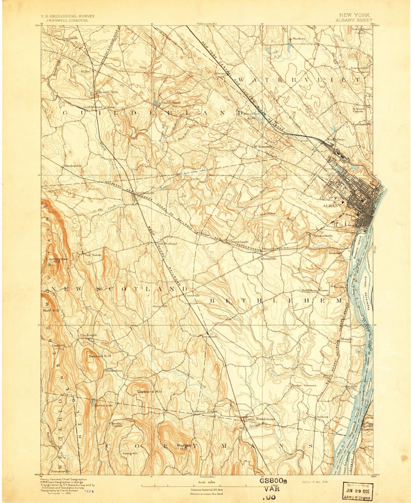 Topographic sheet covering Gorham House, surveyed 1893