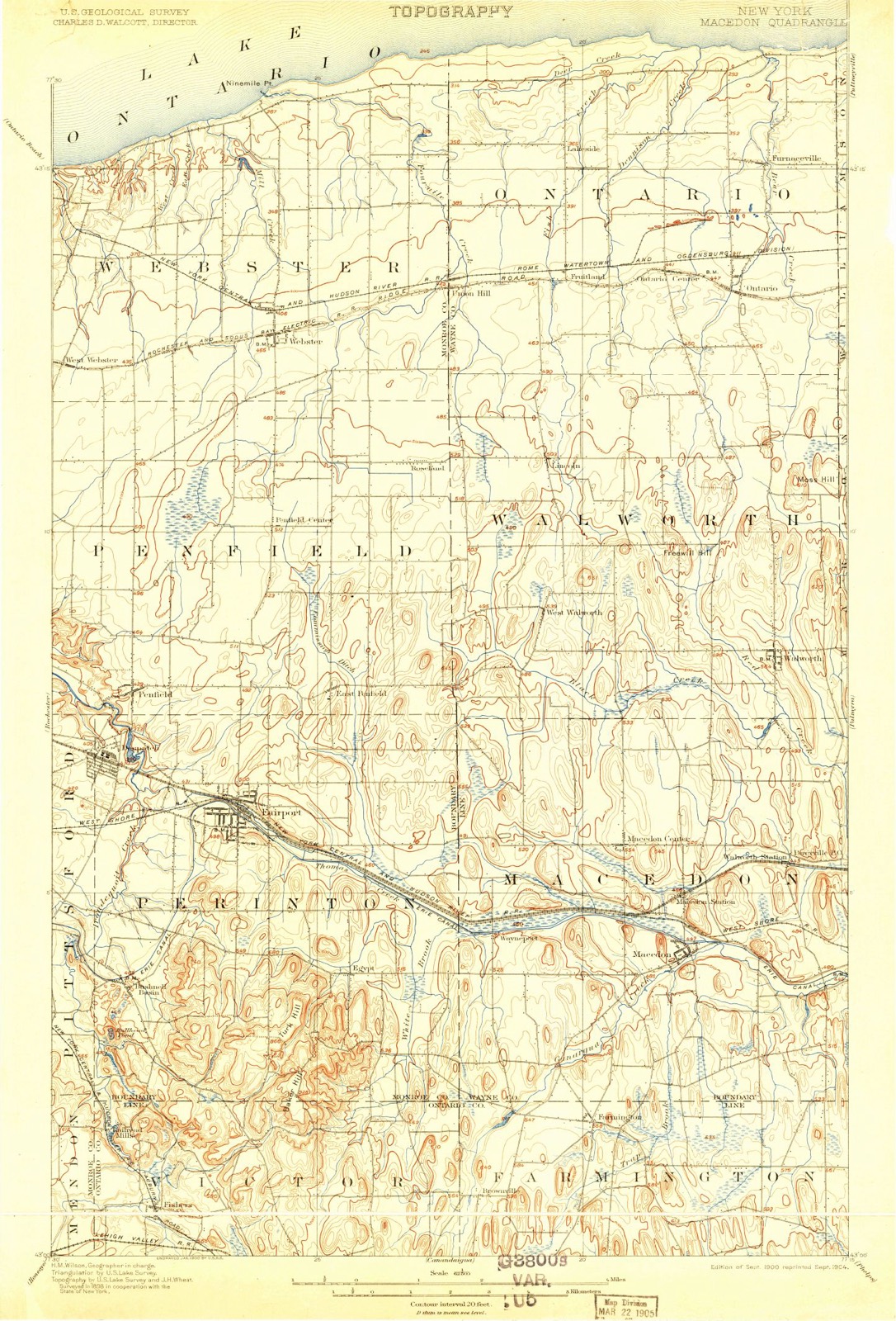 Topographic sheet of Walworth, surveyed 1900