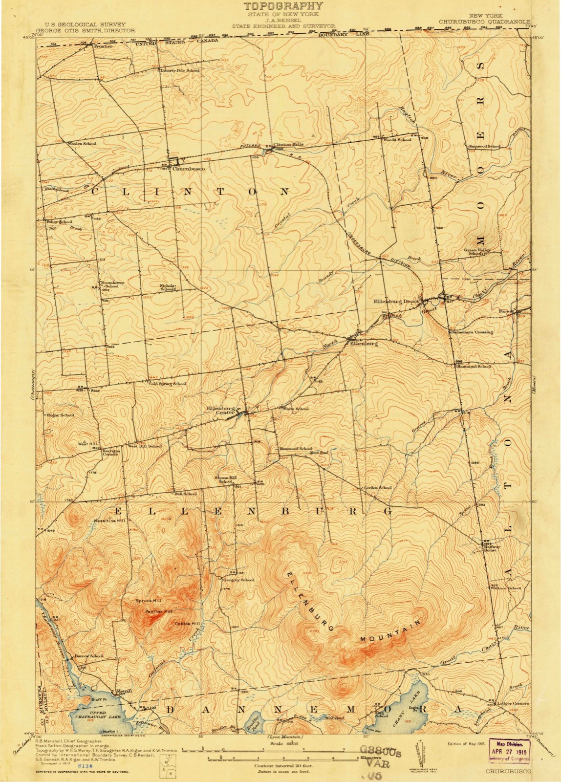 Topographic sheet of Ellenburg, surveyed 1915