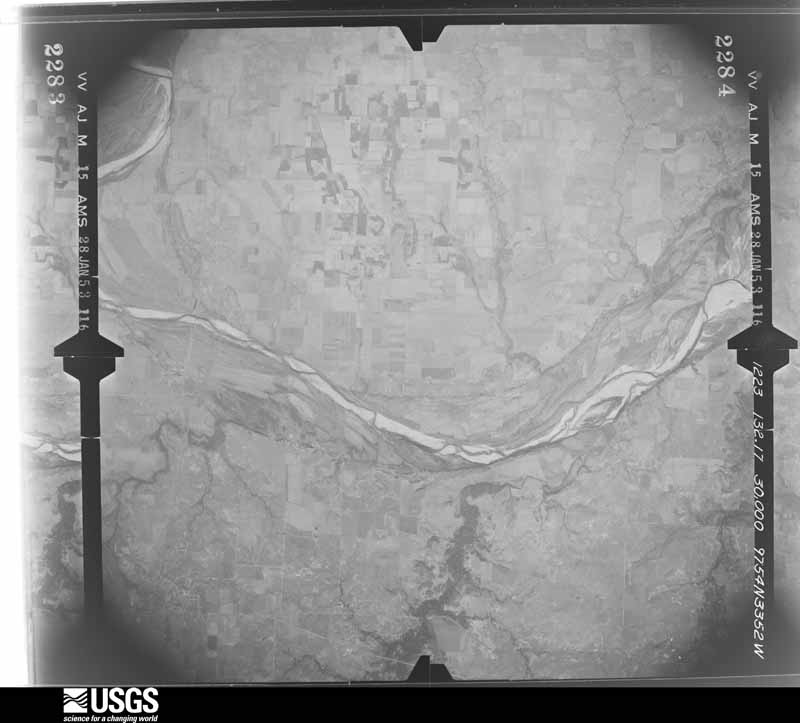U.S. Geological Survey aerial photograph, 1953-01-28, scale 1:69000
