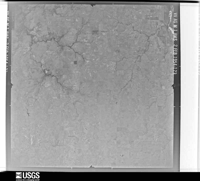 U.S. Geological Survey aerial photograph, 1954-02-02, scale 1:64600