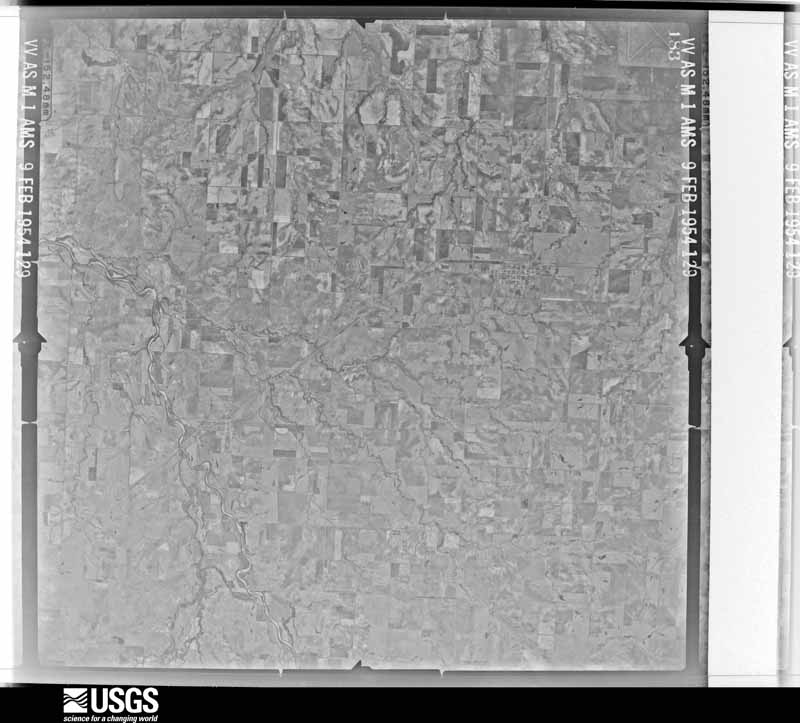 U.S. Geological Survey aerial photograph, 1954-02-09, scale 1:64600