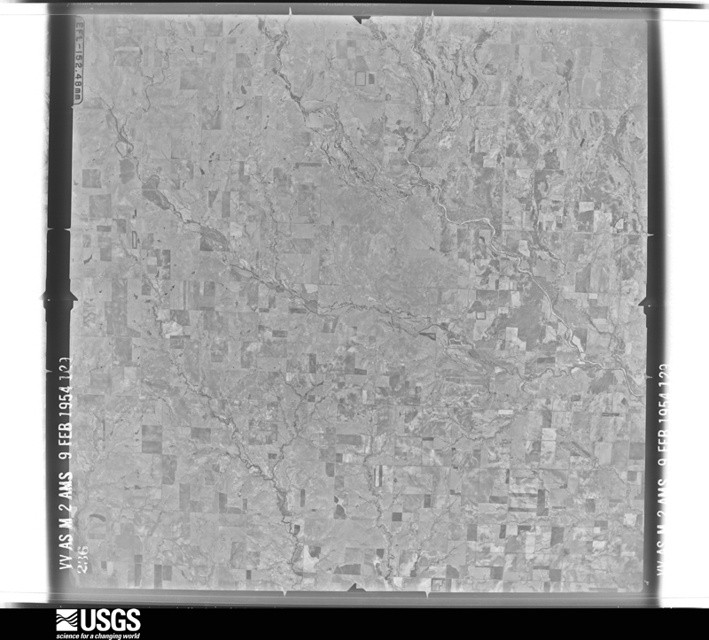 U.S. Geological Survey aerial photograph, 1954-02-09, scale 1:64600