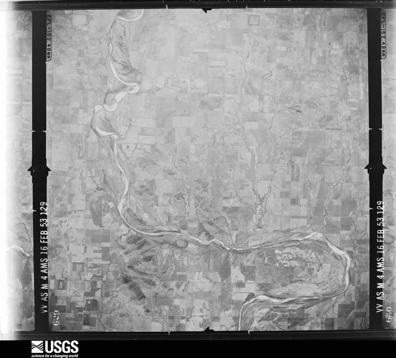 U.S. Geological Survey aerial photograph, 1953-02-16, scale 1:64600