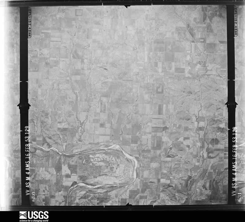 U.S. Geological Survey aerial photograph, 1953-02-16, scale 1:64600