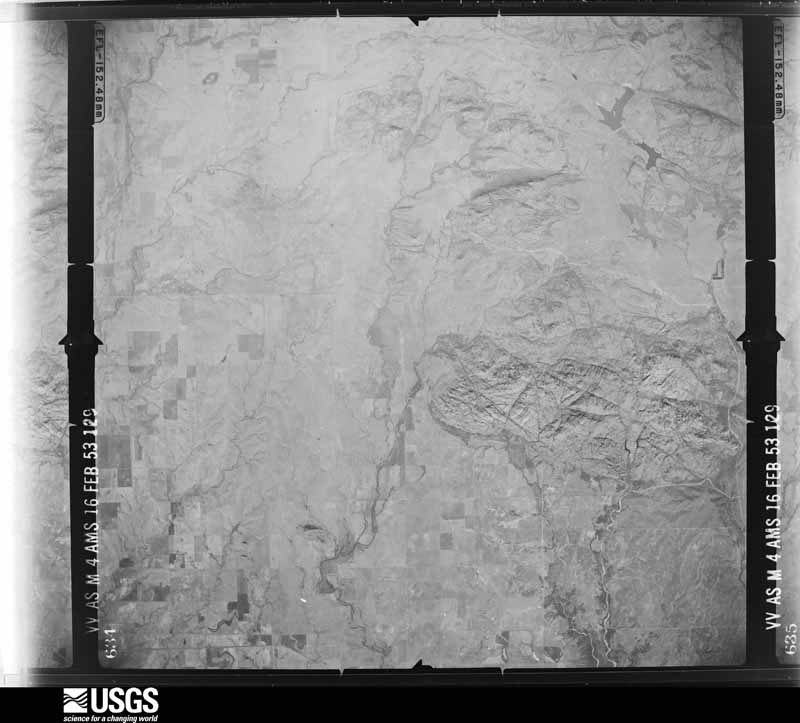 U.S. Geological Survey aerial photograph, 1953-02-16, scale 1:64600