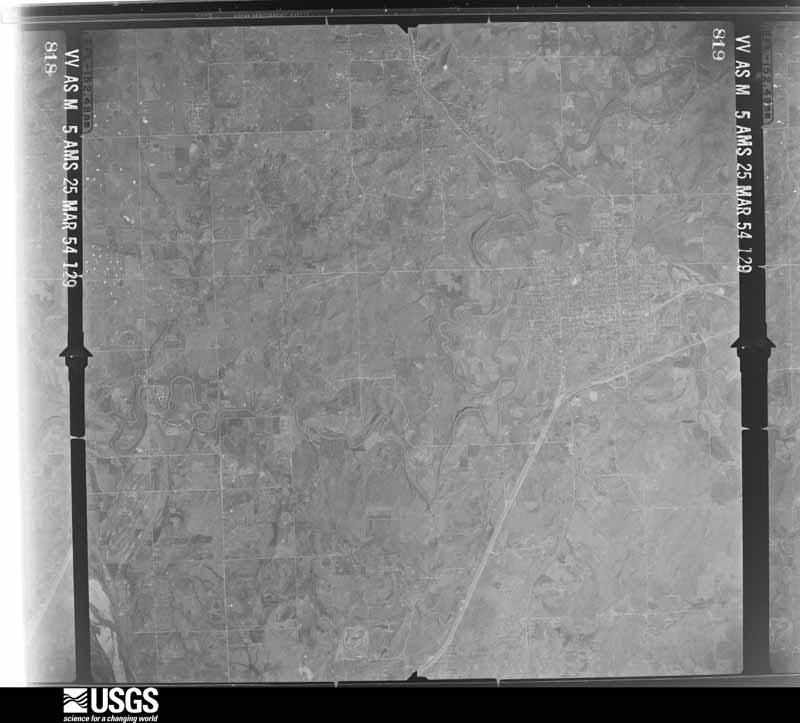U.S. Geological Survey aerial photograph, 1954-03-25, scale 1:64600
