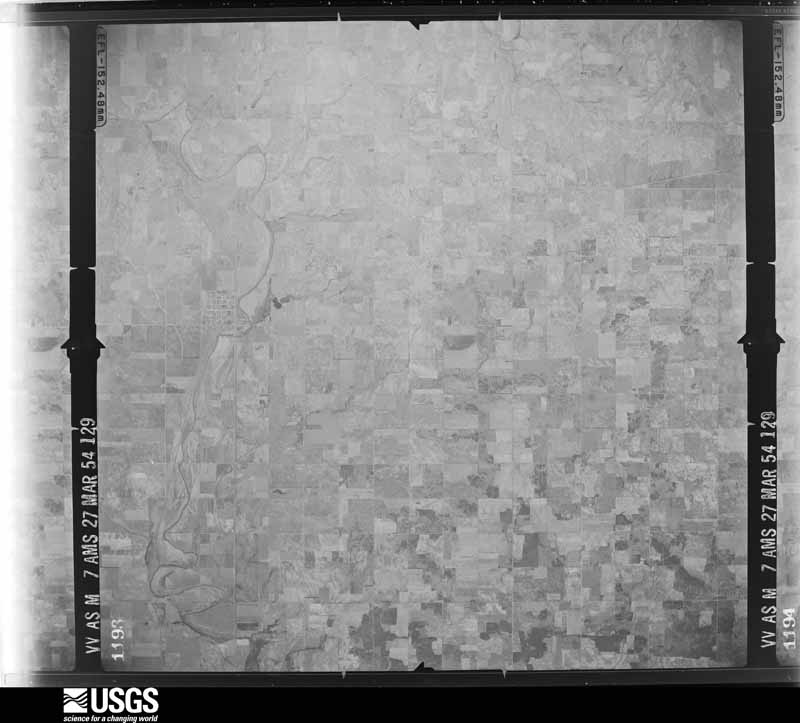U.S. Geological Survey aerial photograph, 1954-03-27, scale 1:64600