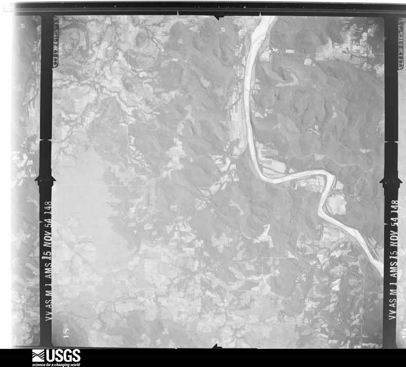 U.S. Geological Survey aerial photograph, 1954-11-15, scale 1:68200