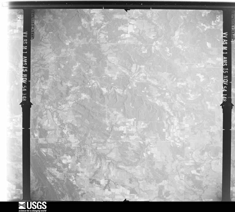 U.S. Geological Survey aerial photograph, 1954-11-15, scale 1:68200