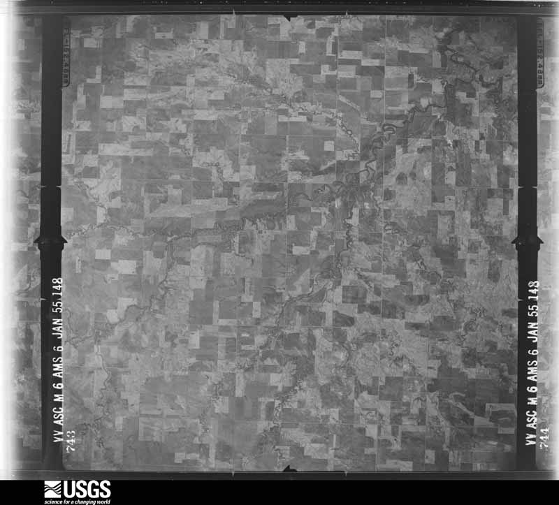 U.S. Geological Survey aerial photograph, 1955-01-06, scale 1:68199