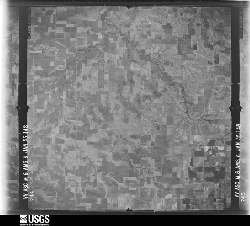 U.S. Geological Survey aerial photograph, 1955-01-06, scale 1:68199