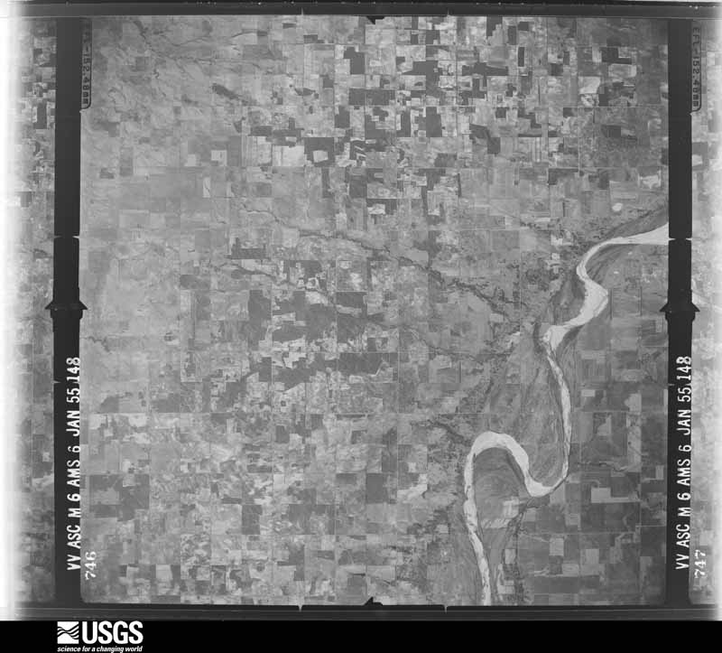 U.S. Geological Survey aerial photograph, 1955-01-06, scale 1:68199
