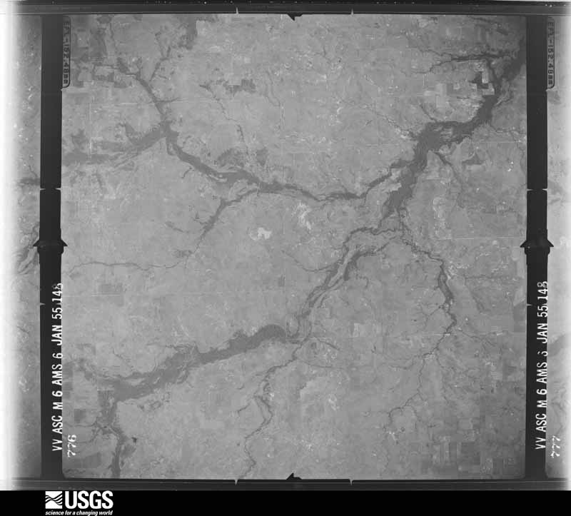 U.S. Geological Survey aerial photograph, 1955-01-06, scale 1:68199