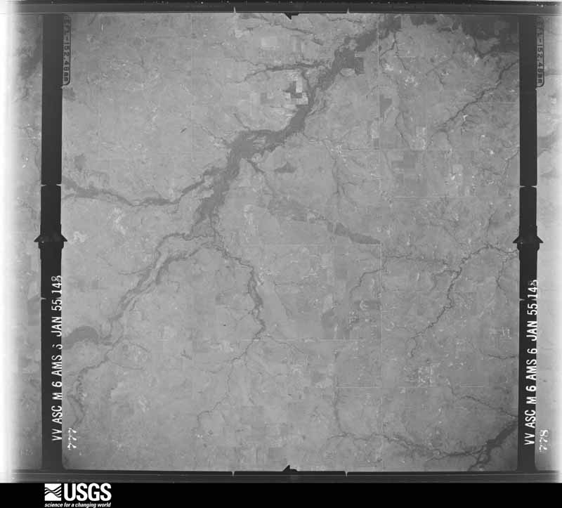 U.S. Geological Survey aerial photograph, 1955-01-06, scale 1:68199