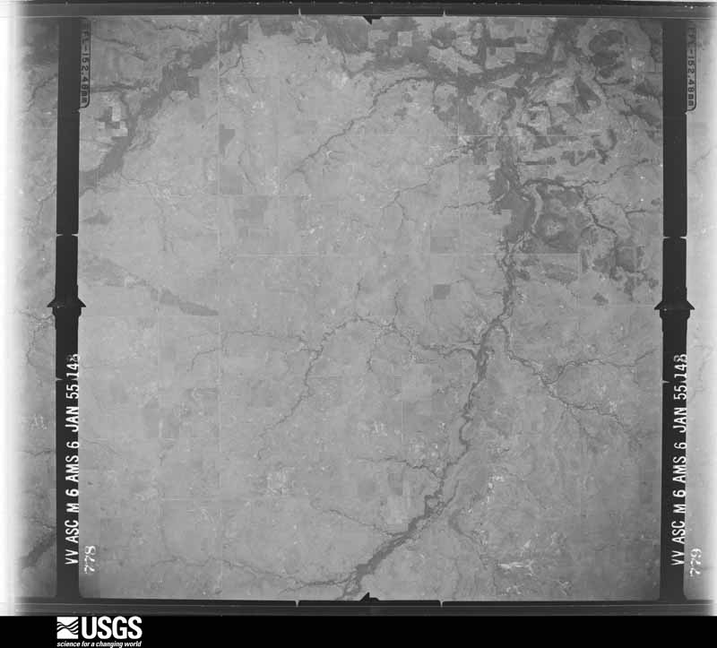 U.S. Geological Survey aerial photograph, 1955-01-06, scale 1:68199