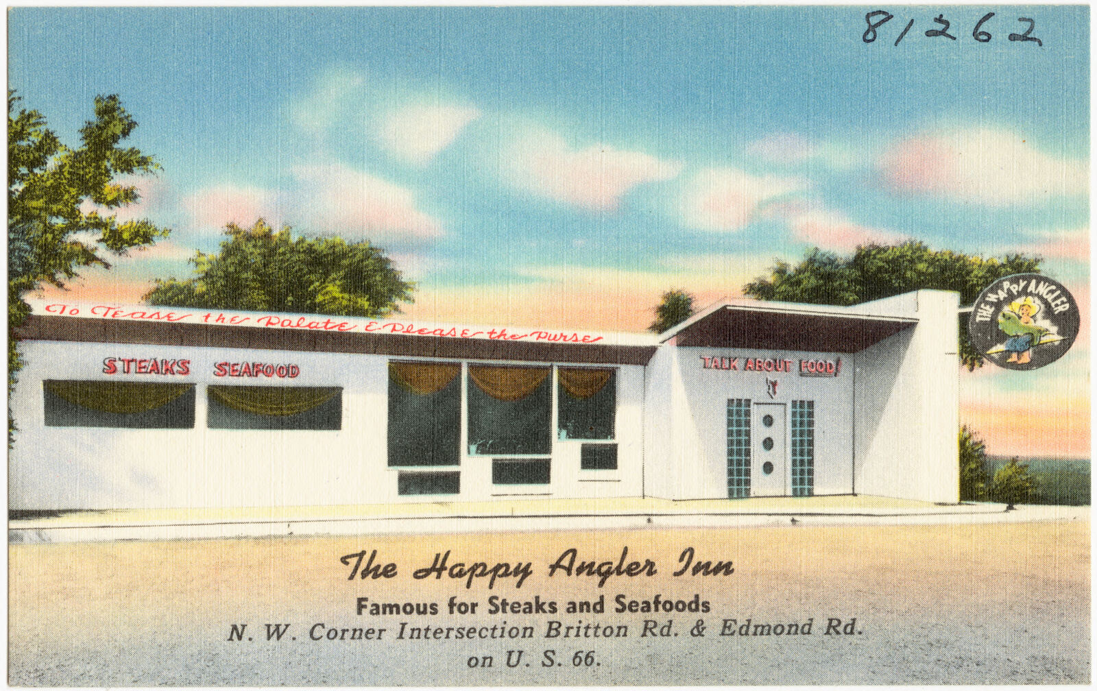 The Happy Angler Inn, famous for steak and seafoods, Boston Public Library - undated