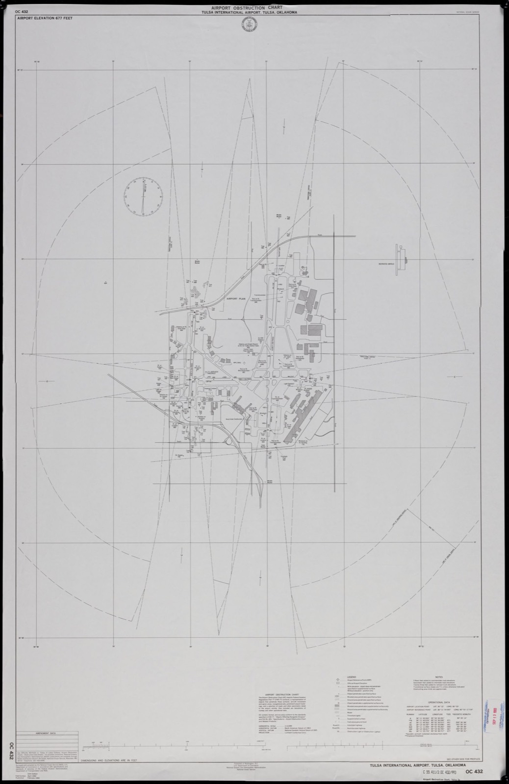 Airport obstruction chart, OC 432, Tulsa International Airport, Tulsa, Oklahoma, Boston Public Library - undated