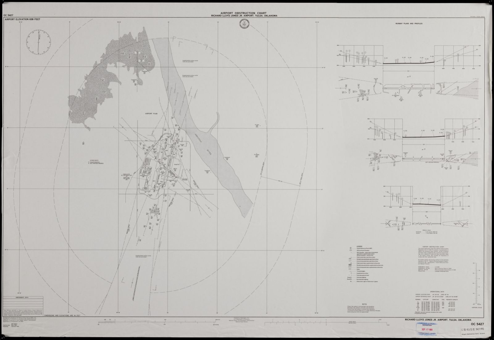 Airport obstruction chart, OC 5427, Richard Lloyd Jones, Jr. Airport, Tulsa, Oklahoma, Boston Public Library - undated