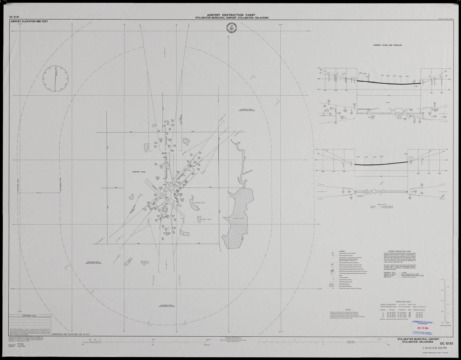 Airport obstruction chart, OC 5151, Stillwater Municipal Airport, Stillwater, Oklahoma, Boston Public Library - undated