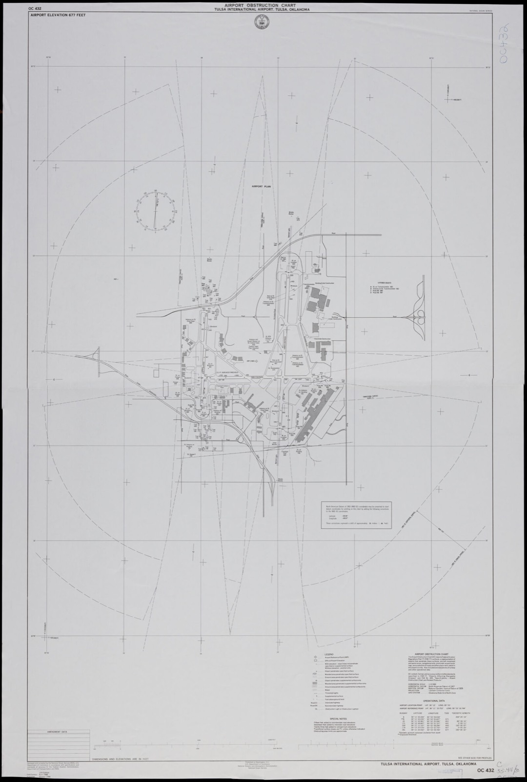 Airport obstruction chart, OC 432, Tulsa International Airport, Tulsa, Oklahoma, Boston Public Library - undated