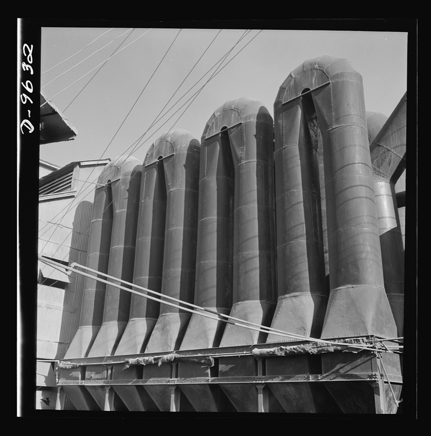 Production. Zinc. Part of the metal recovery system at a large zinc-lead smelting plant. From the Eagle-Picher plant near Cardin, Oklahoma, come great quantities of zinc and lead to serve many important purposes in the war effort
