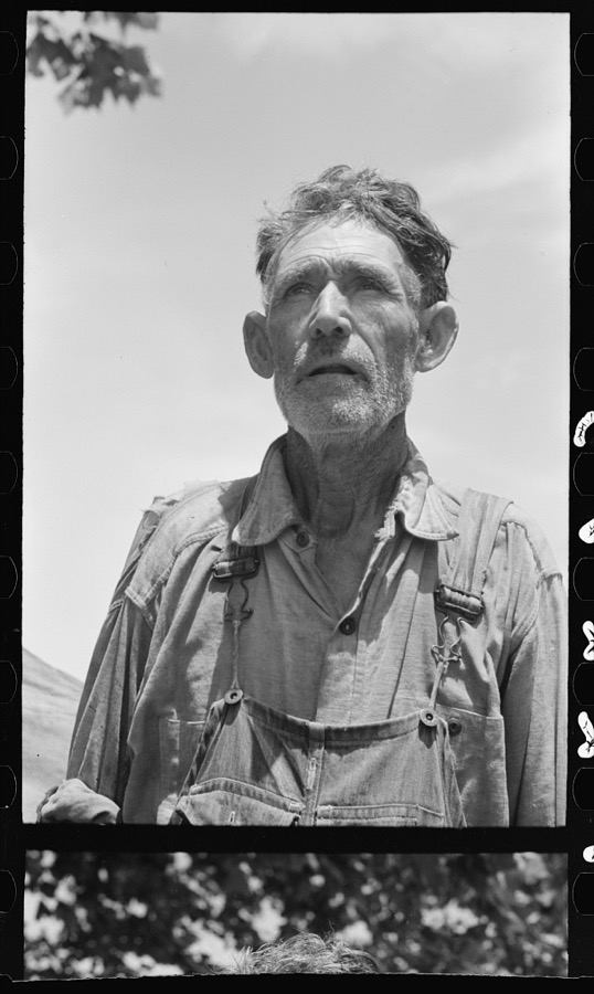 Veteran migrant agricultural worker. He has followed the road for about thirty years. When asked where his home was he said, "It's all over." He was camped in Wagoner County, Oklahoma