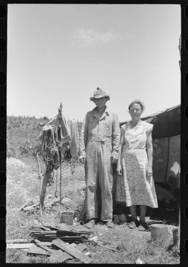 Migrant agricultural workers camped near Vian, Oklahoma