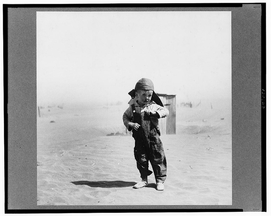 Son of farmer in dust bowl area. Cimarron County, Oklahoma