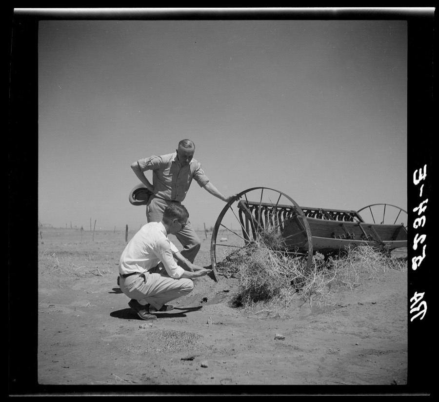 Mr. Page and Colonel Harrington of drought committee at farm near Guymon, Oklahoma