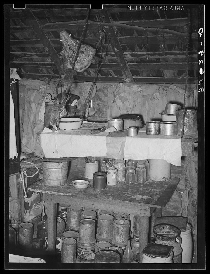 Scene in kitchen of home of Negro farm owner in Arkansas River bottoms. Near Vian, Oklahoma
